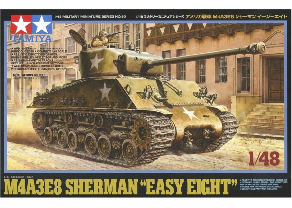 32595 Американский танк US MEDIUM TANK M4A3E8 SHERMAN Easy Eight, с фигурой командира. 1/48 Tamiya