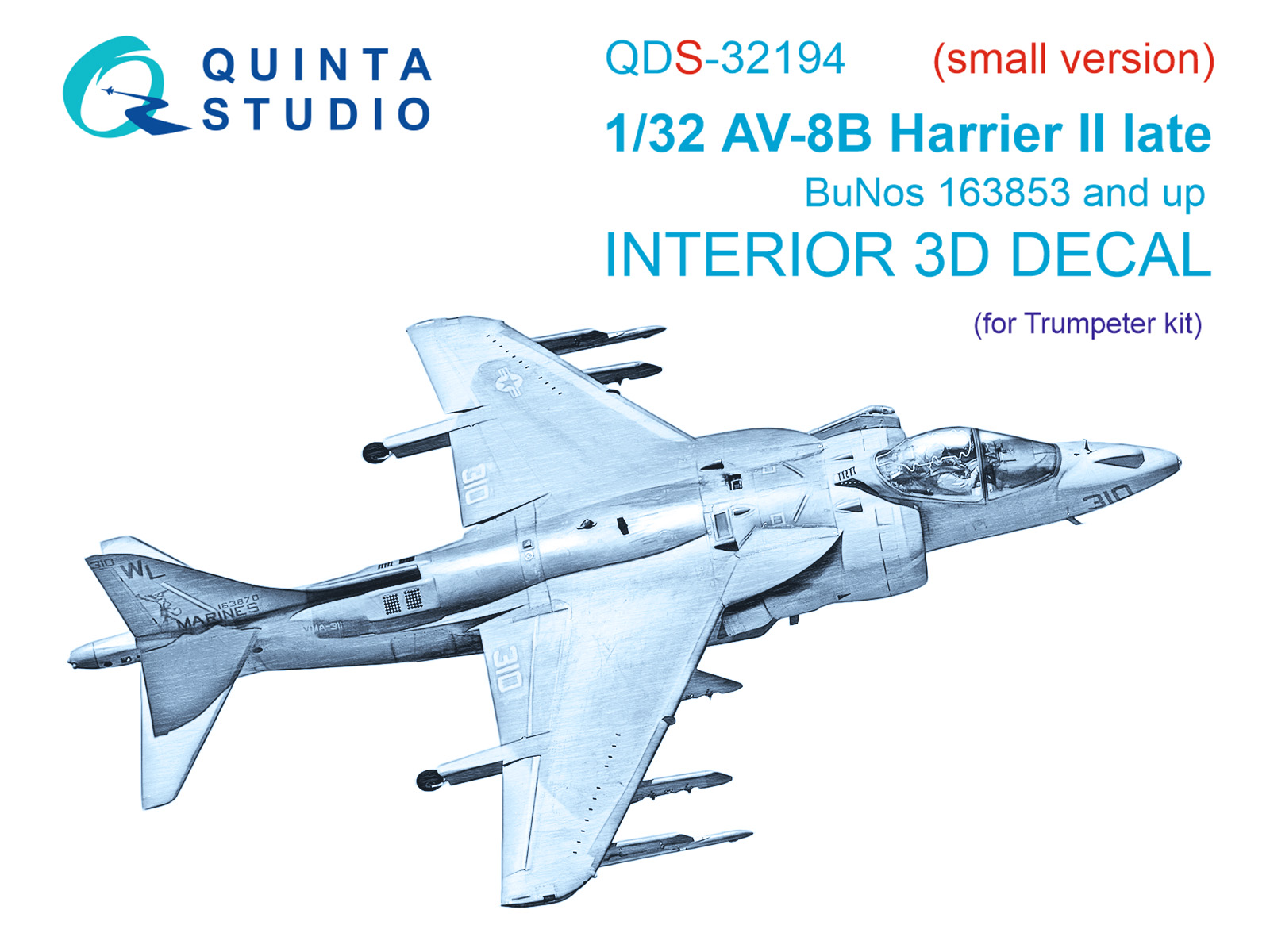 QDS-32194 3D Декаль интерьера кабины AV-8B Harrier II поздний (Trumpeter) (Малая версия)