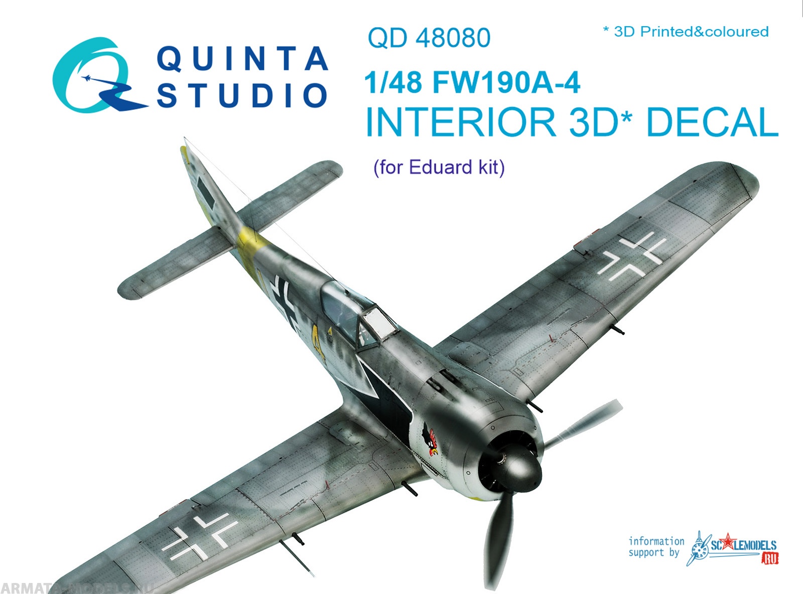 QD48080 1/48 3D Декаль интерьера кабины Fw 190A-4 (для модели Eduard) Quinta Studio