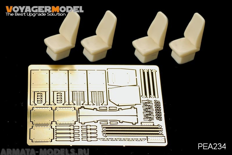 PEA234 Набор фототравления для 1/35 Modern USMC HUMVEE Family High Back Seats w/ Seat Belts (4 CHOICE) (FOR BRONCO)