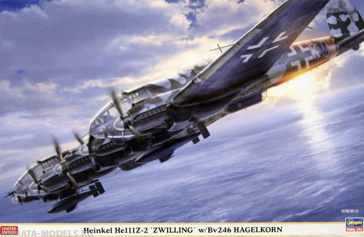 02305 Самолет Heinkel He111Z-2 ZWILLING w/Bv246 HAGELKORN (HASEGAWA) 1/72 Hasegawa