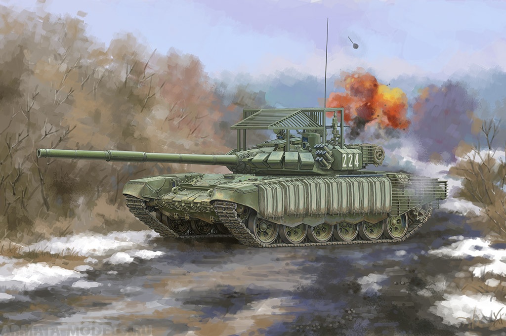 09610P Российский Т-72Б3 с УБХ с доп защитой и ДЗ 4С24 Trumpeter