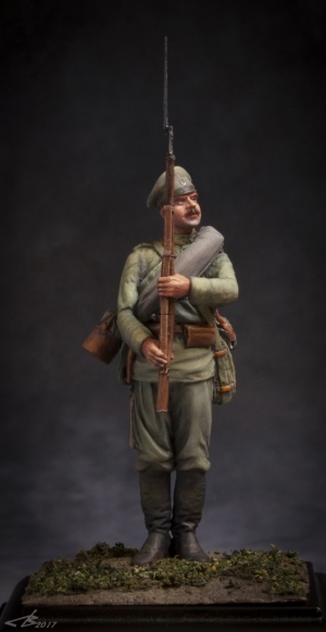 CHM-54107(M). Рядовой пехотных полков, Россия 1914-17 гг. 54 мм. Материал – белый металл