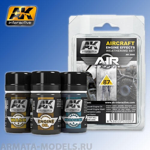 AK2000 Набор для везеринга AIRCRAFT ENGINE WEATHERING SET