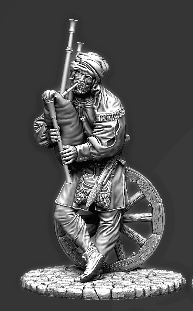 CHM-54167. Европейский крестьянен с волынкой, 16 век. 54 мм. Материал - смола. Chronos Miniatures