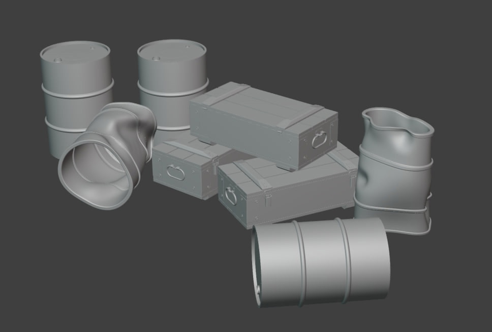 HE-35214 Миниатюра набор бочек и ящиков Hobby Expert