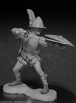 CHM-54270(M). Испанский пехотинец (рондашьер), 1520-25 гг.  54 мм. Материал - белый металл.