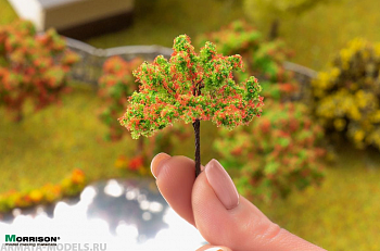 011dcv002 Красное цветущее дерево для макета. Высота 5 см.