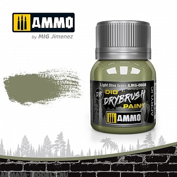 AMIG0608 Ammo Mig Краска акриловая DRYBRUSH  Light Olive Green