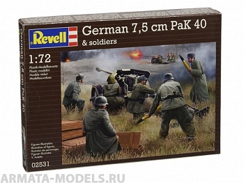 02531 Противотанковая пушка и экипаж, German 7,5 cm PaK40 & soldiers